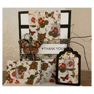 Handmade Thank You Butterfly Greeting Card, Gift Card Holder and Tag